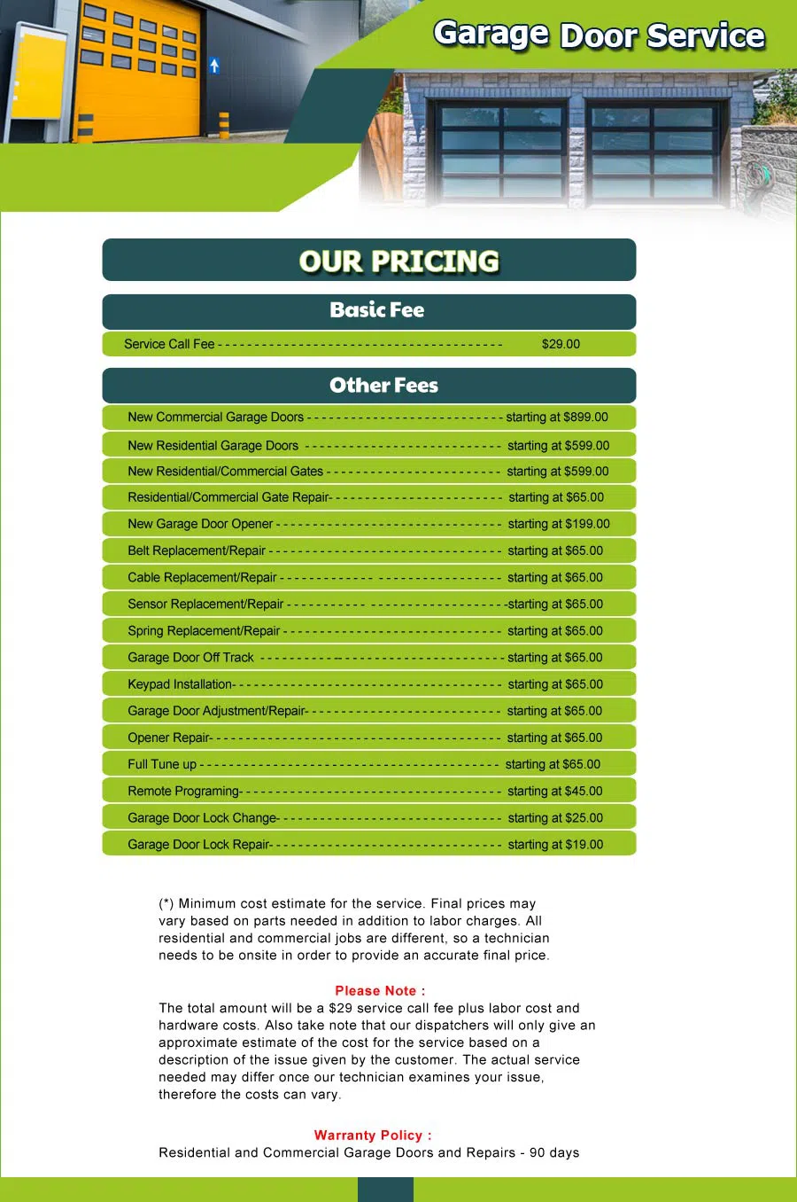 Garage Door 24 Hours Repair Burnsville, MN 612-405-5368 - price-list-01